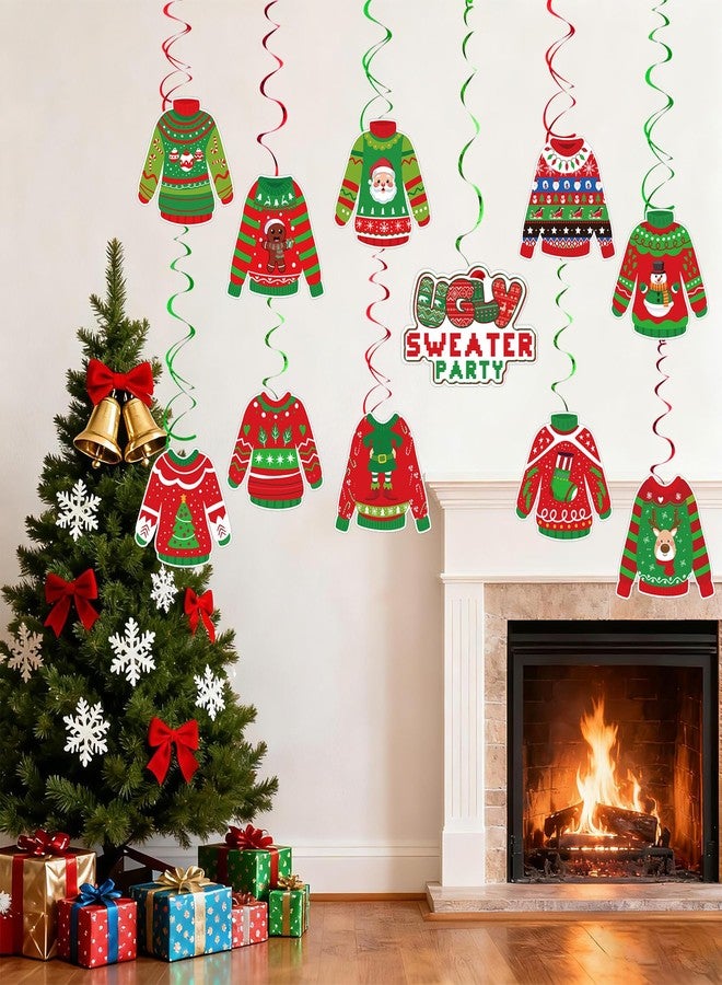 Luktastic Ugly Sweater Party Decorations, 22 Pcs Ugly Christmas Sweater Party Supplies Hanging Swirls Cardboard Cutout Banner for Christmas Holiday Baby Shower Supplies Decorations - Image 3